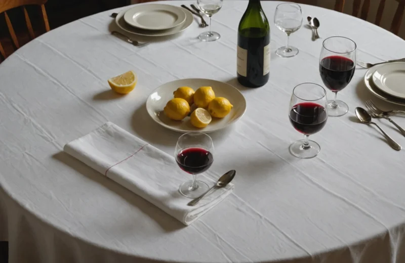 taches de vin sur nappe blanche